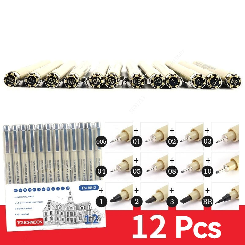 Micron Pigment Liner Pen Set – Fine Line & Brush Markers for Art & Manga