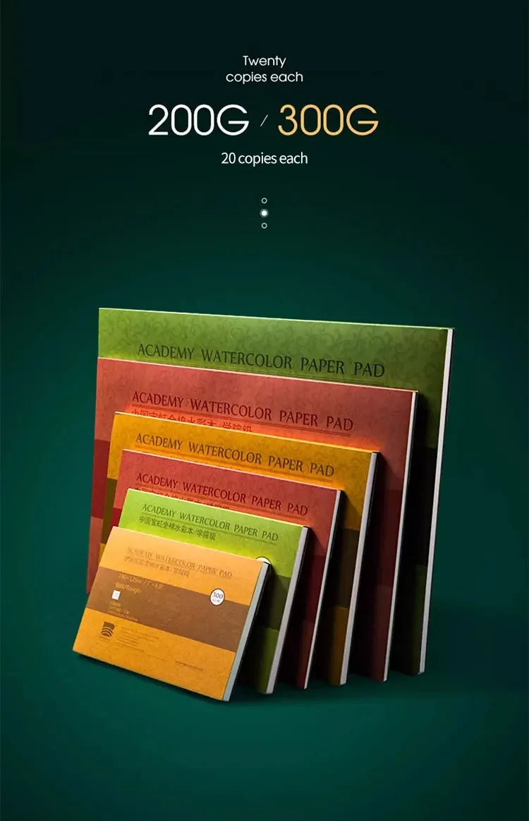 100% Cotton Watercolor Paper Pad – 20 Sheets, 200gsm/300gsm Sketchbook