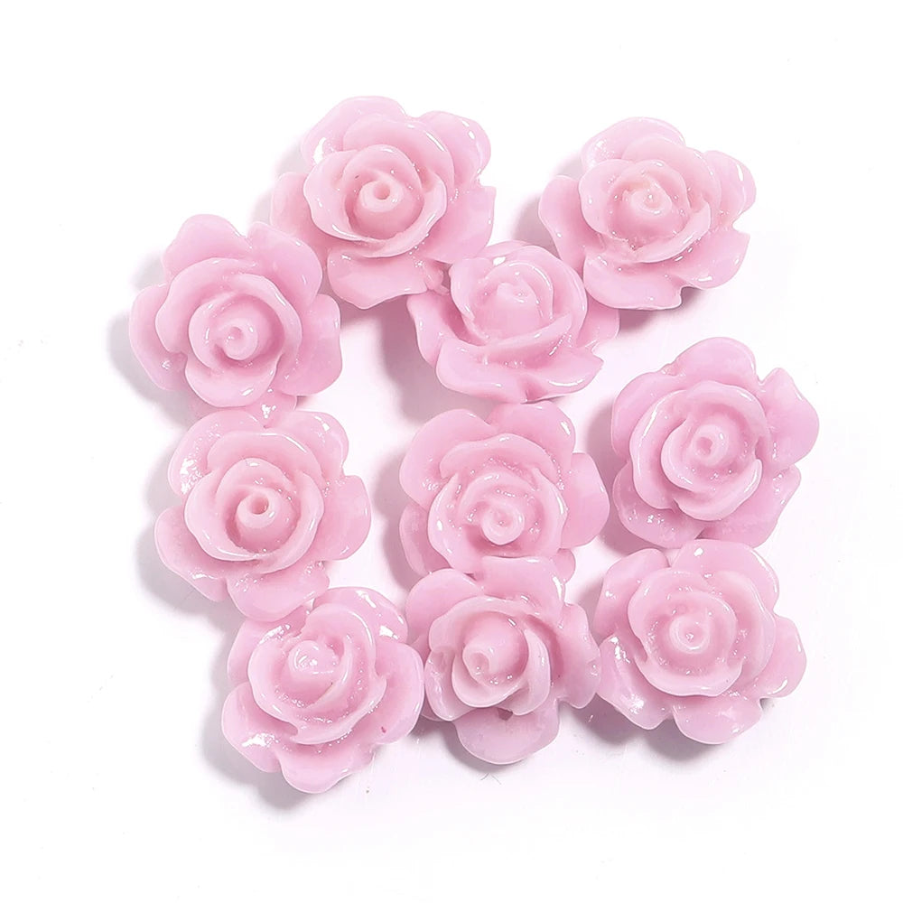 1 Strand Rose Camellia Flower Beads – 6–15mm Artificial Coral Beads