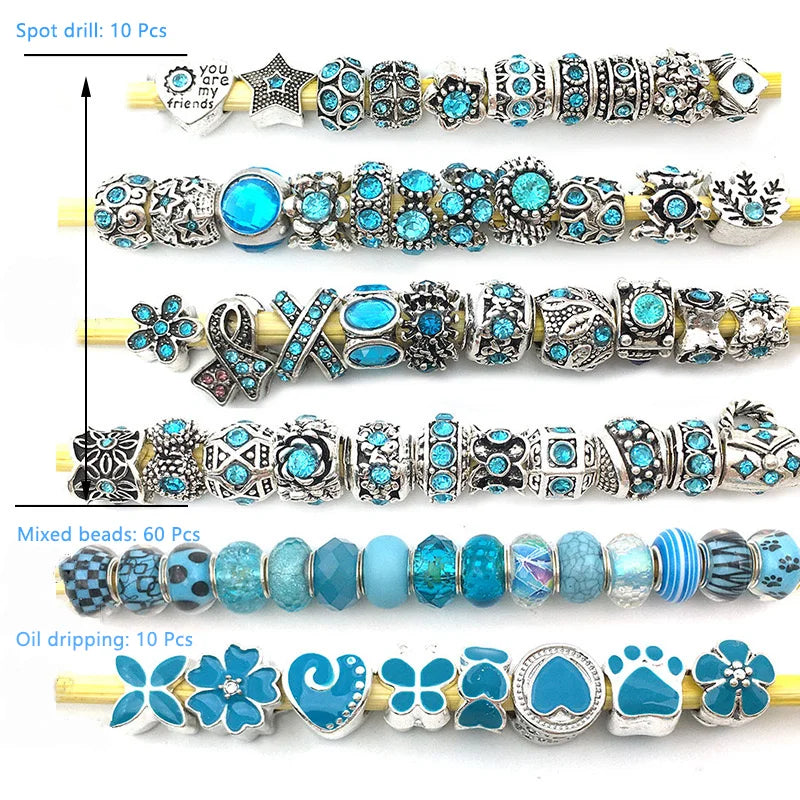 80pcs Assorted Purple Large Hole Beads – Resin, Rhinestone & Metal Spacers