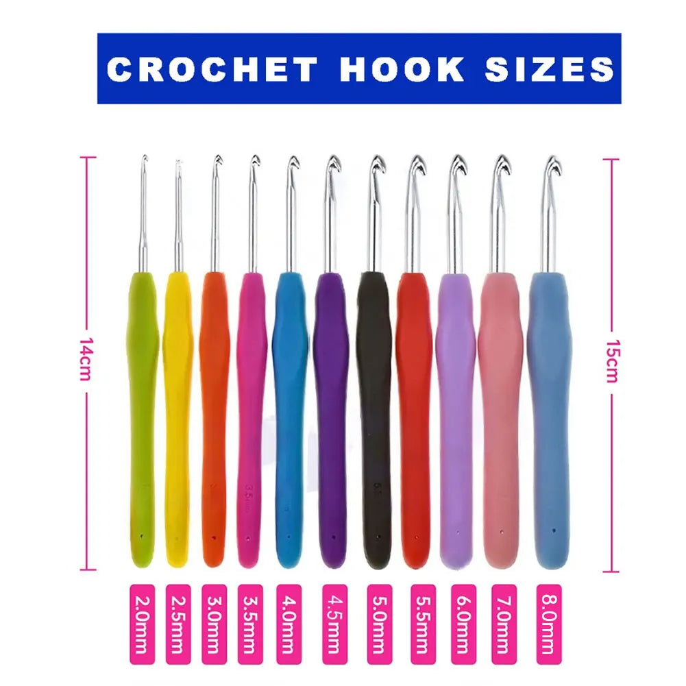 Colorful Crochet Hook Set with Case – Ergonomic Kit for Yarn & Knitting