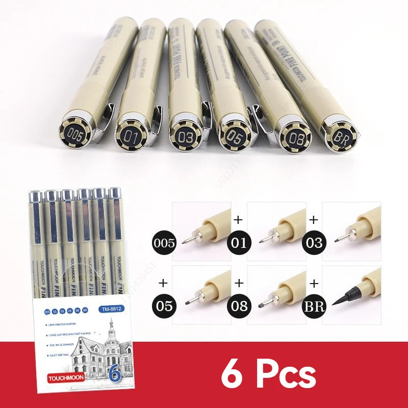 Micron Pigment Liner Pen Set – Fine Line & Brush Markers for Art & Manga