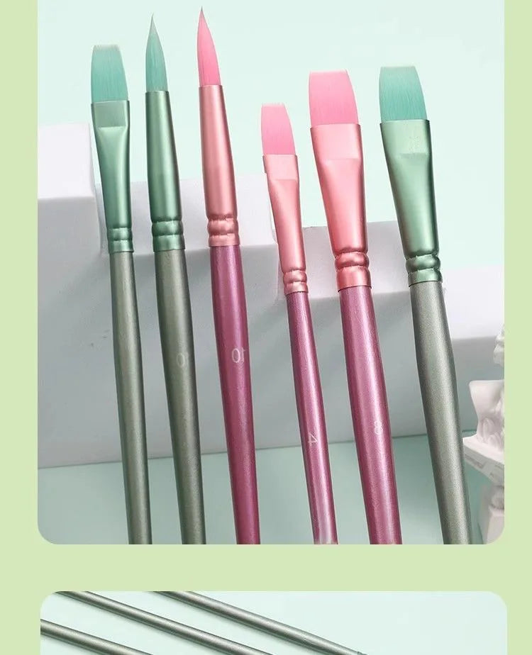 4/6-Piece Watercolor Brush Set – Soft Nylon, Flat & Round Tips