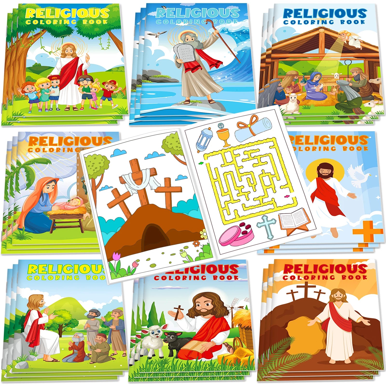 24-Pack Mini Bible Coloring Books for Kids