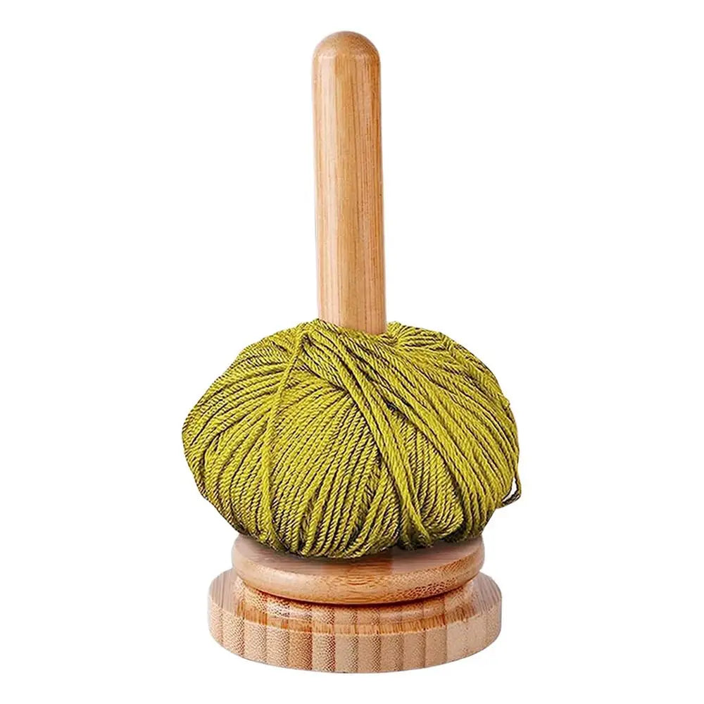 Wooden Yarn Ball Holder – Rotating Manual Yarn Dispenser