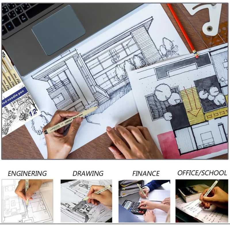 Micron Pigment Liner Pen Set – Fine Line & Brush Markers for Art & Manga