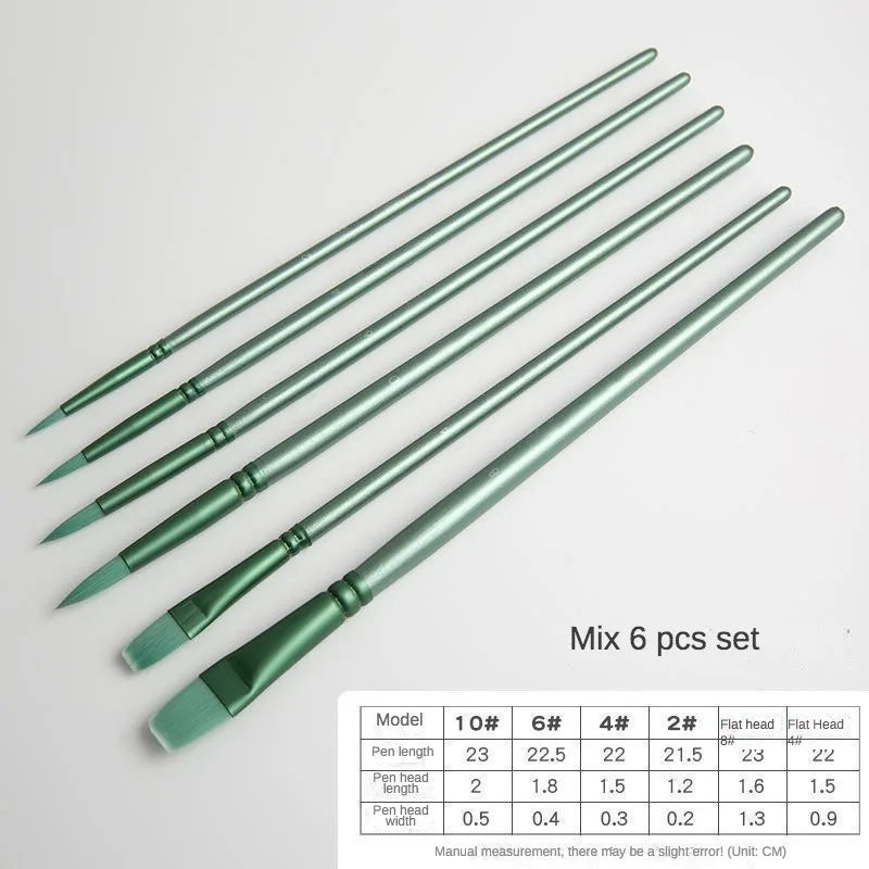 4/6-Piece Watercolor Brush Set – Soft Nylon, Flat & Round Tips