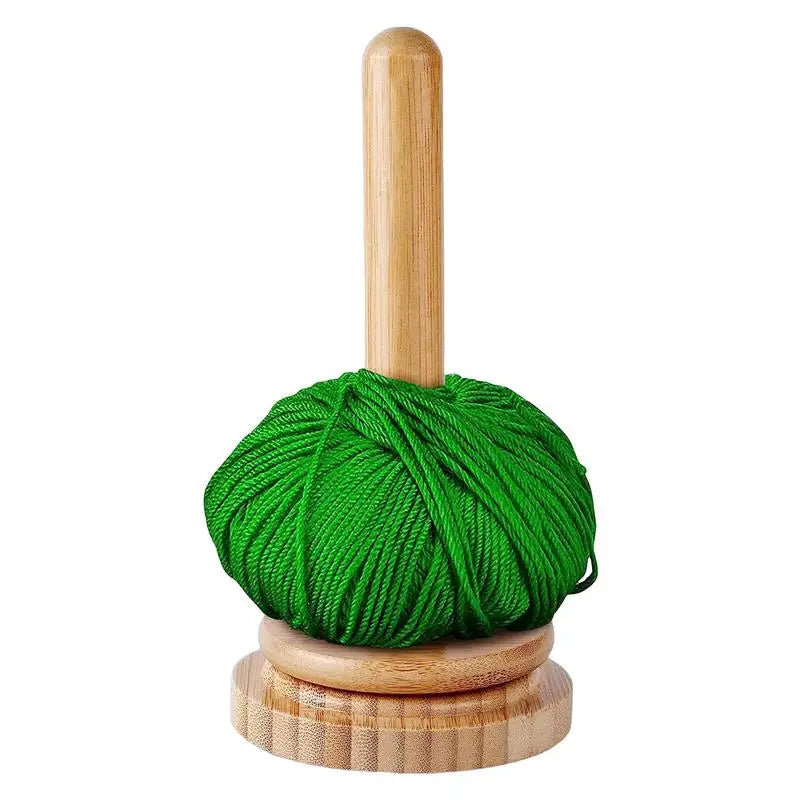 Wooden Yarn Ball Holder – Rotating Manual Yarn Dispenser