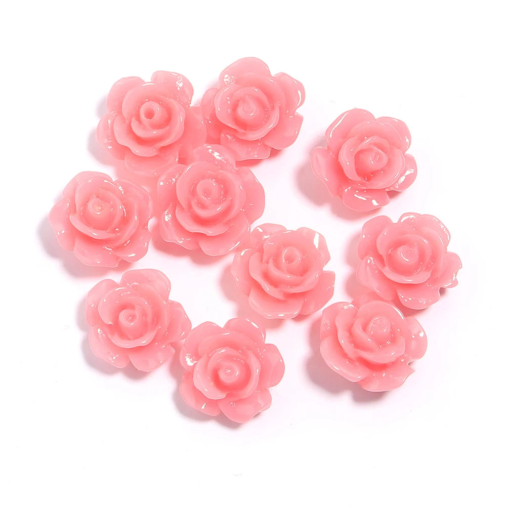 1 Strand Rose Camellia Flower Beads – 6–15mm Artificial Coral Beads