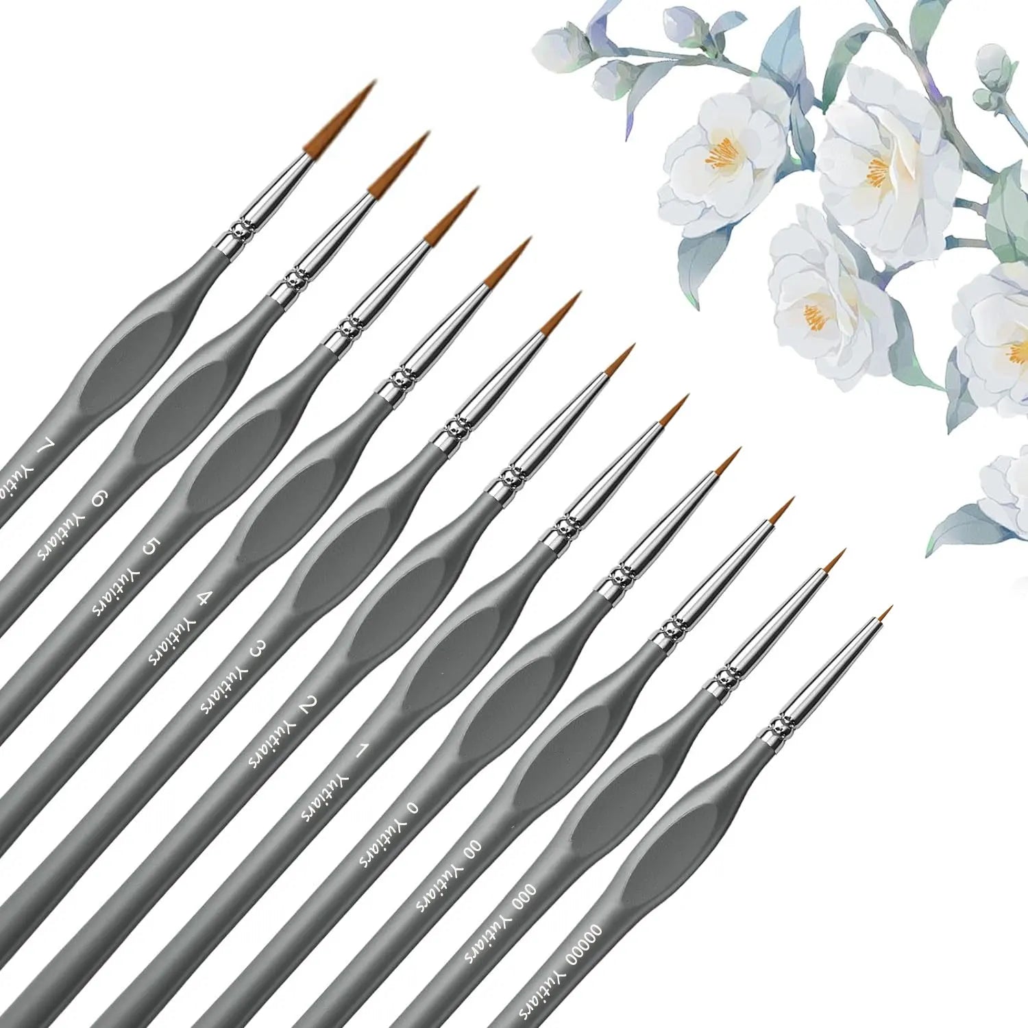 11pcs Miniature Paint Brush Set – Fine Tip Detail Brushes with Triangular Handles