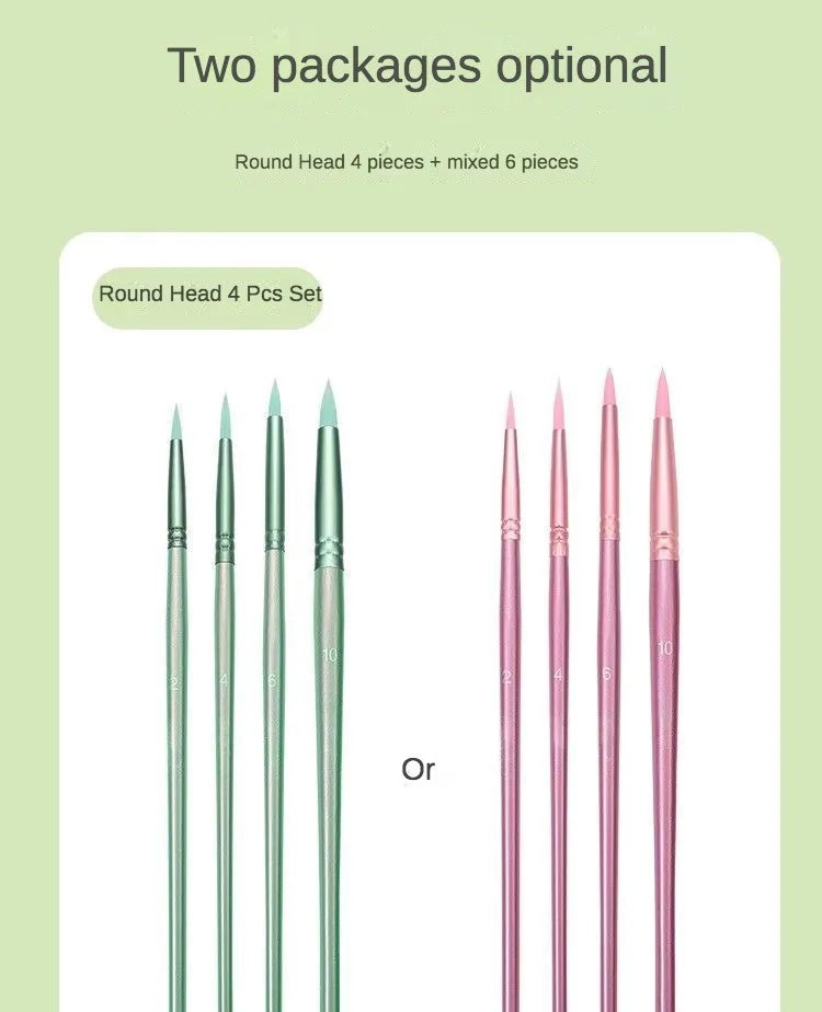 4/6-Piece Watercolor Brush Set – Soft Nylon, Flat & Round Tips